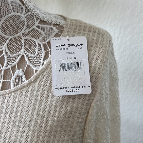 🌸NWT Gorgeous RARE Free People Boho MIDI Dress Sz M Ivory - Picture 8 of 9